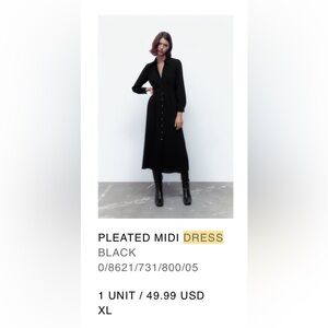 ZARA Pleated Midi Dress